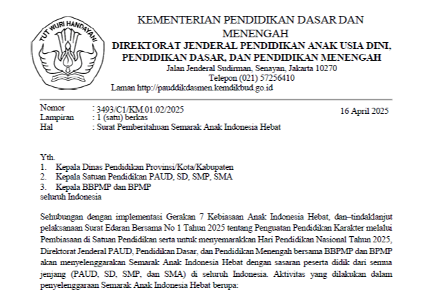 Surat Pemberitahuan Lomba SAIH 2025